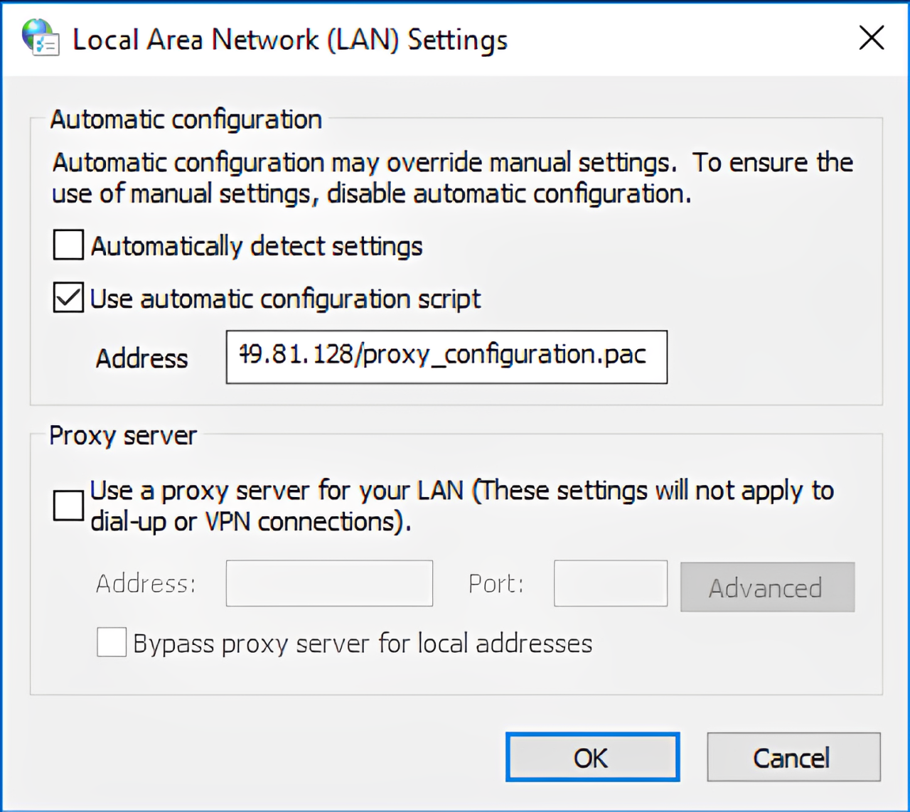Proxy Automatic Configuration