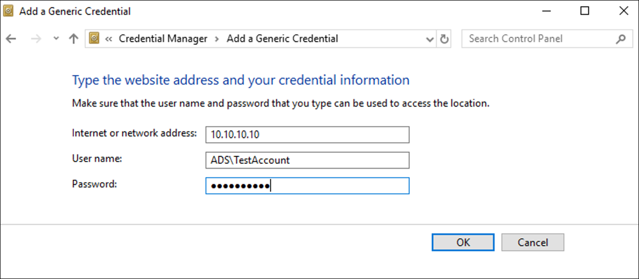 Generic Credential addition